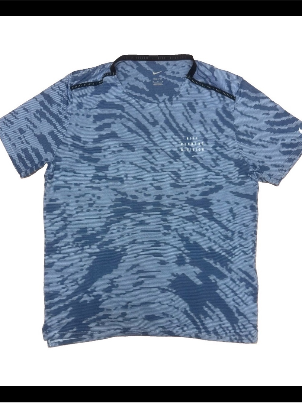 Nike Dri-FIT Running Division Men's Blue Patterned Performance T-Shirt XL #1210
